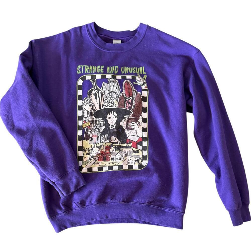 Purple Beetlejuice Strange and Unusual Graphic Sweatshirt - Size M